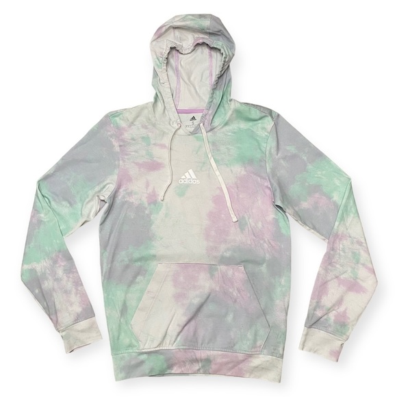 ADIDAS Men's Green/Purple Essentials Tie-Dyed Inspirational Hoodie - Small - Picture 3 of 13
